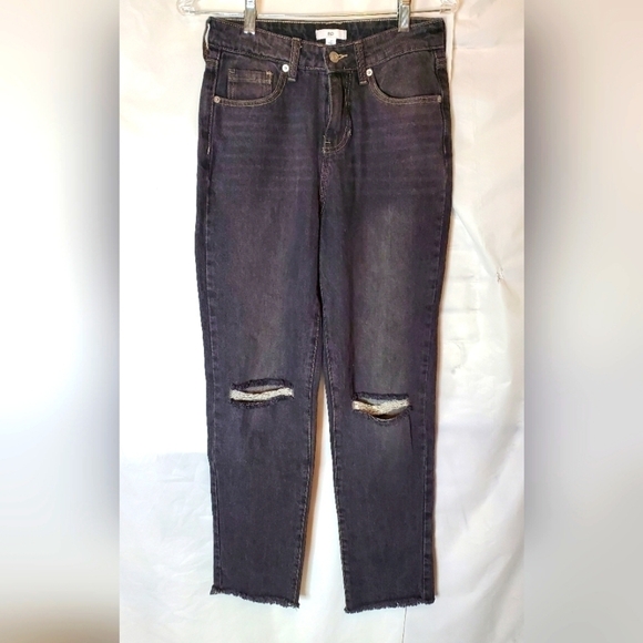 BP Black Distressed Mom Jeans Hi-Rise 100% Cotton in Size 27 NWT - Picture 1 of 5